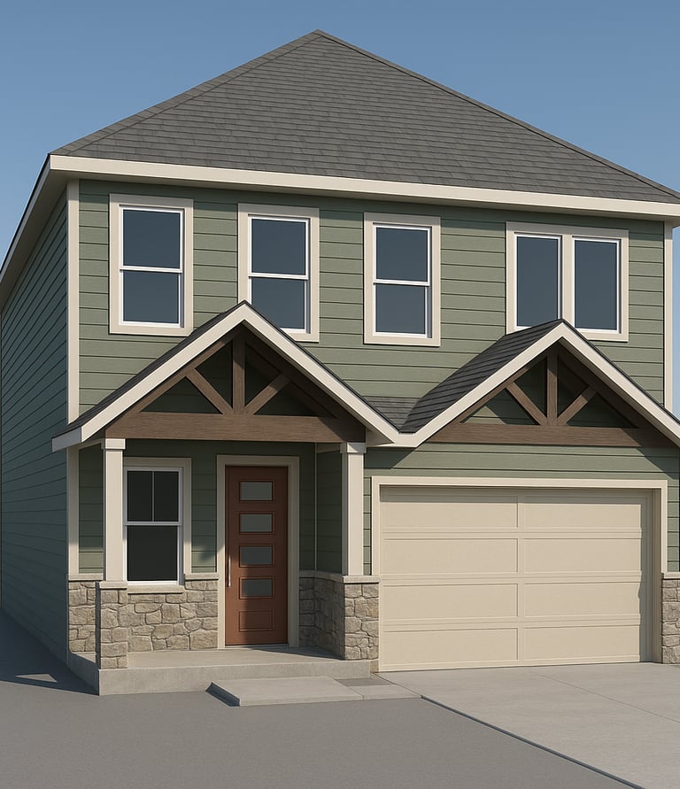 3D architectural rendering of upcoming 2-story build on Crazy Cross Road
