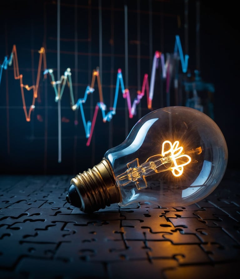 Bulb with chart showing innovation and growth