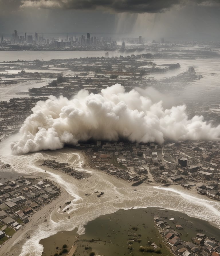 A diverse group of community members and climate activists collaborating outdoors in a vibrant urban garden.
