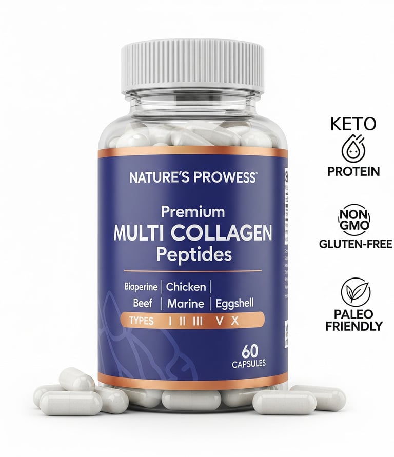 a bottle of multi - vitamin collagen capsules