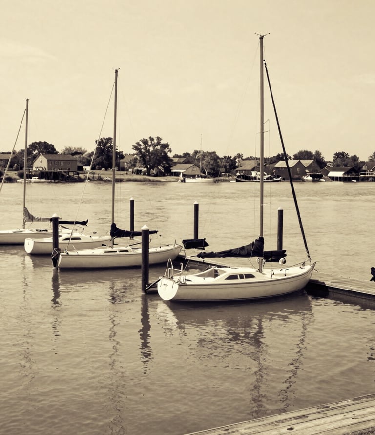Modern image of Lucas Barcelo and Lucas Soule standing proudly at the marina, overlooking the restored waterfront.