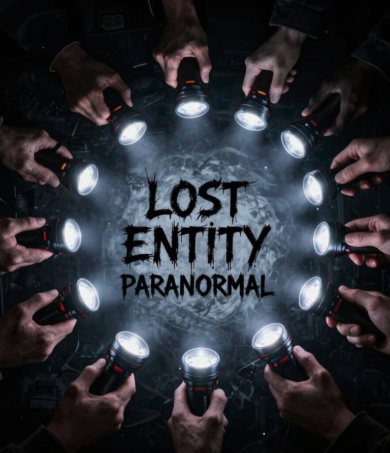 A misty, old Victorian mansion at twilight, with faint ghostly figures visible near the windows.