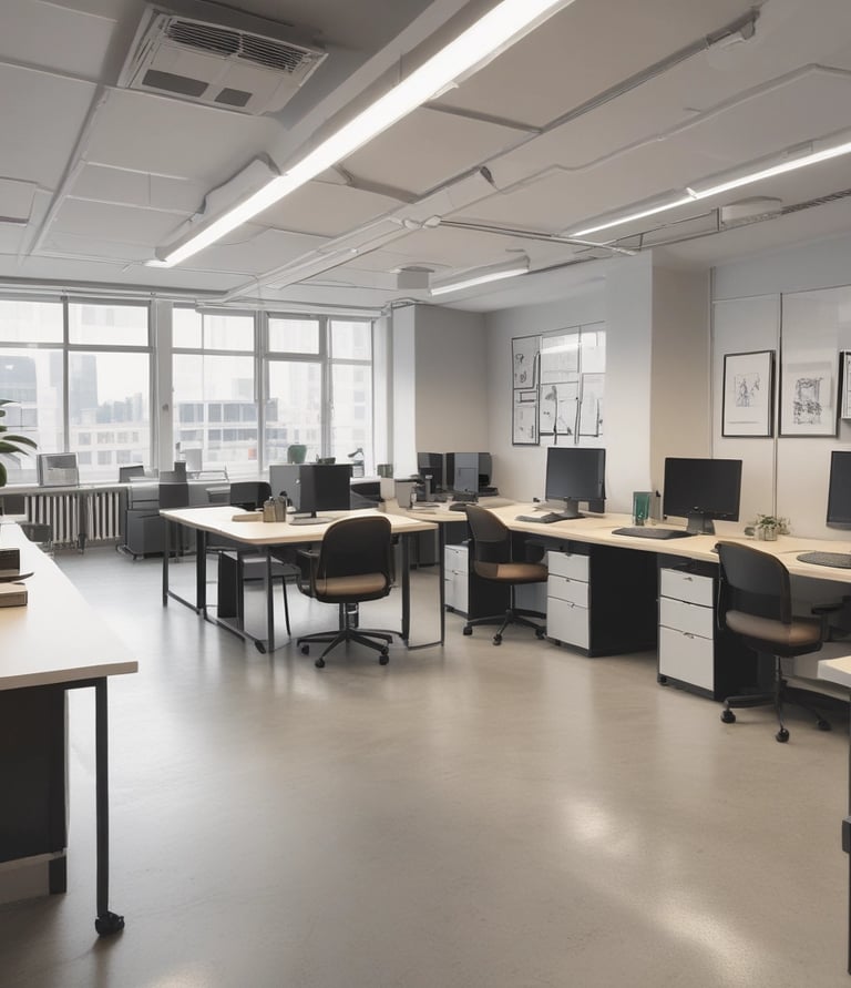 A confident IT consultant discussing network plans with a small business owner in a modern office.