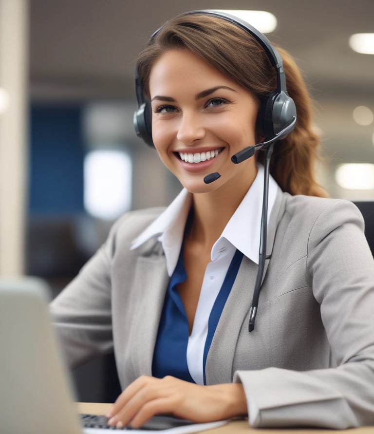 A team of engineers collaborating over blueprints in a bright office with blue, white, and orange accents.