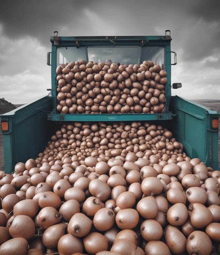 A refrigerated cargo truck loaded with crates of fresh vegetables ready to depart at dawn.