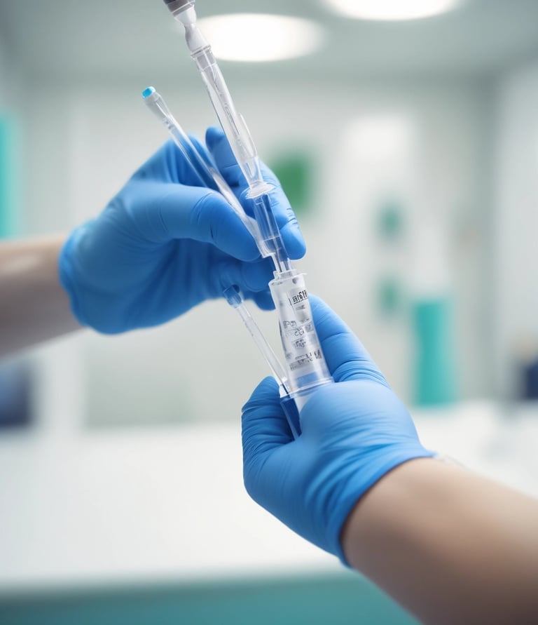 A bright, modern lab space with scientists carefully preparing peptide samples.