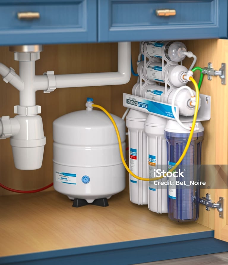 a kitchen sink with a water filterer and a water filterer