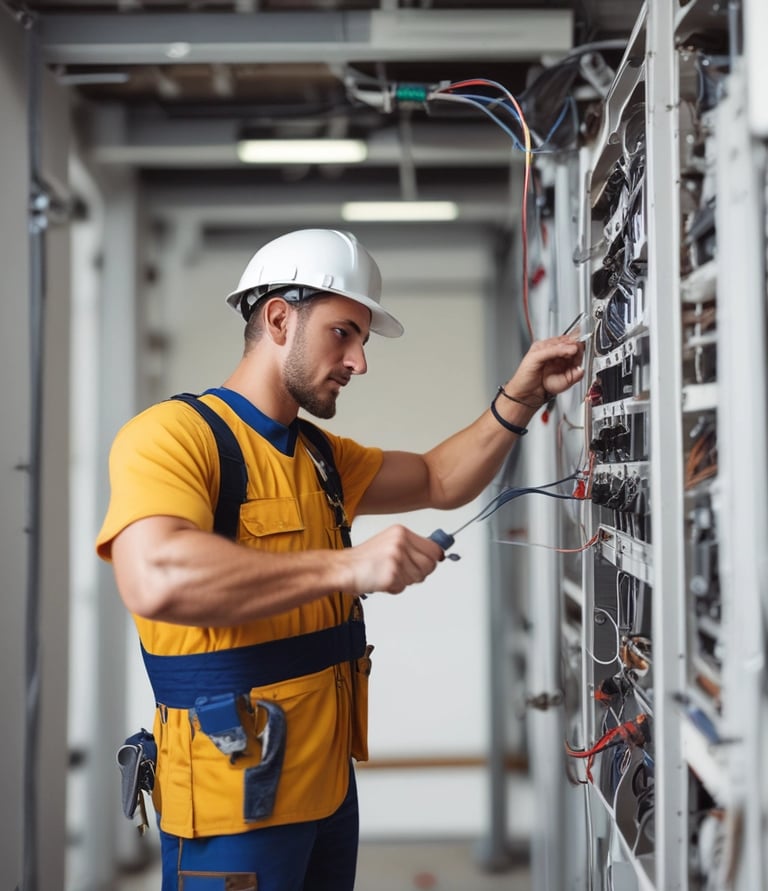 foto de eletricista trabalhando
