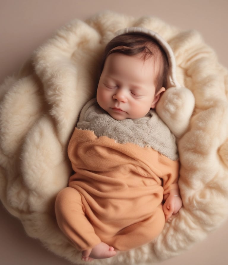 A peaceful sleeping baby wrapped in a soft blanket in a cozy nursery.