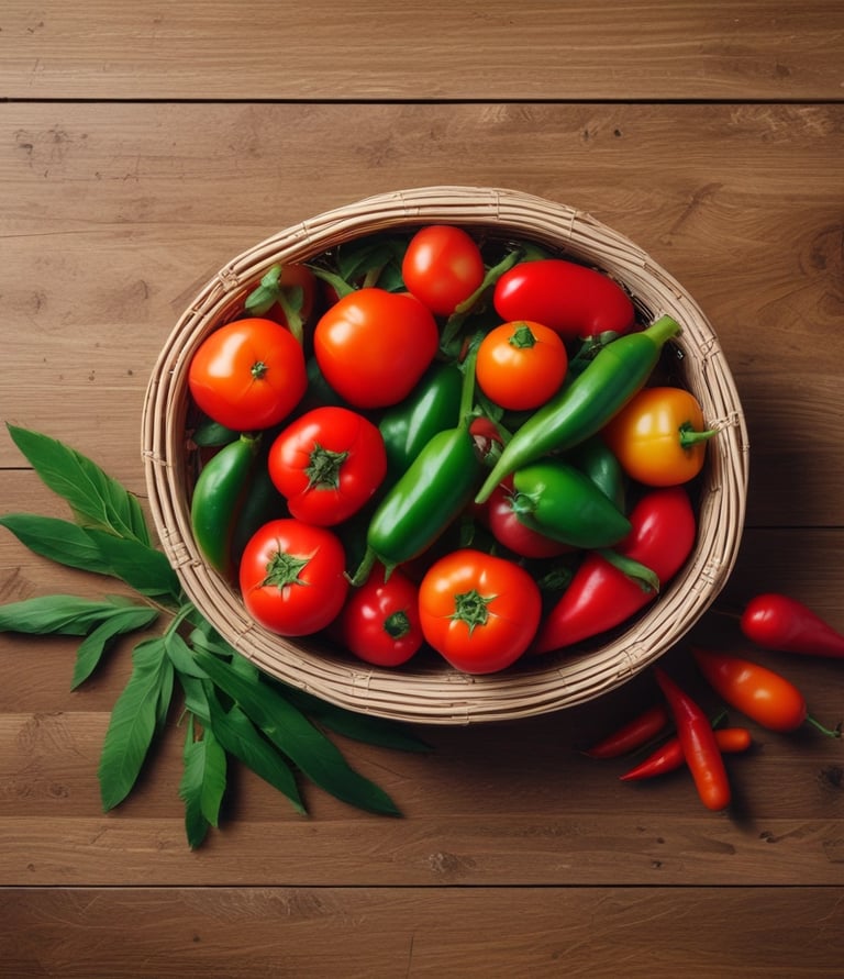 Close-up of jars of homemade pepper and tomato jams arranged on a rustic wooden table.