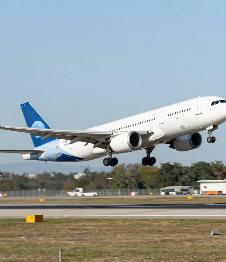 A sleek airplane soaring above clouds during sunset.