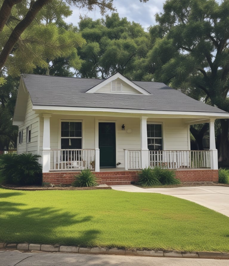 A vibrant street lined with well-maintained rental homes reflecting a strong, supportive community.