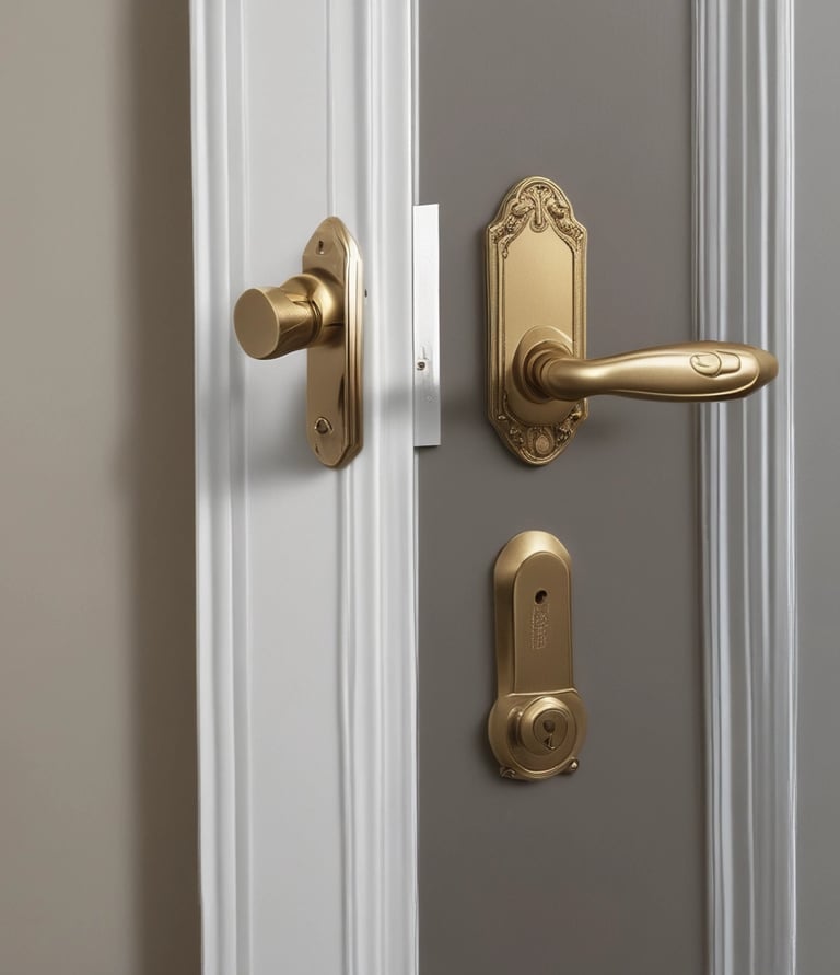 A locksmith in uniform unlocking a gym door with professional tools during daylight.
