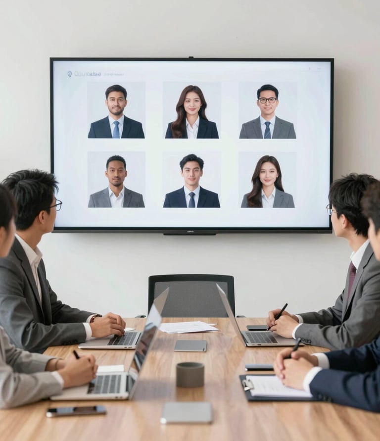 A creative workspace with a laptop displaying a website design and marketing notes around.