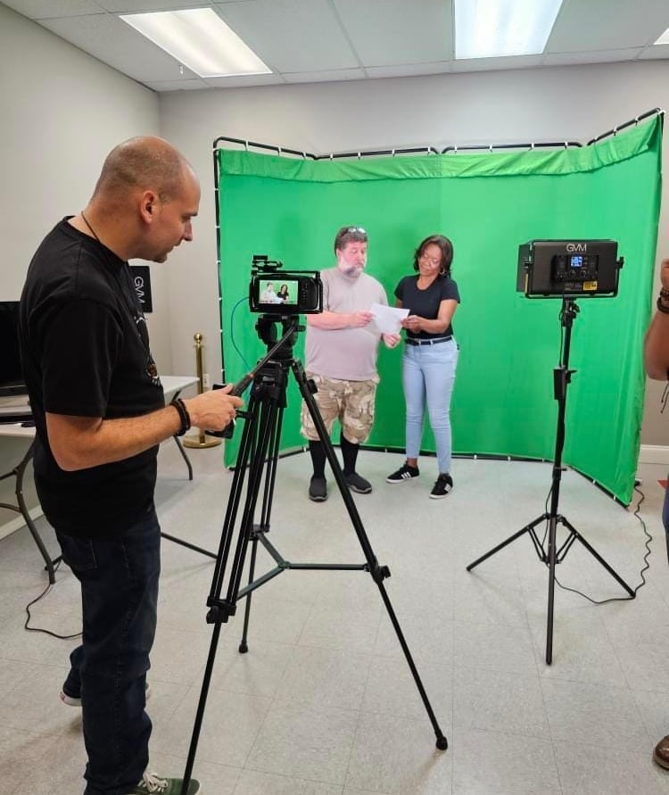 Fear Fame Arts Foundation conducting a hands-on filmmaking workshop using green screen technology