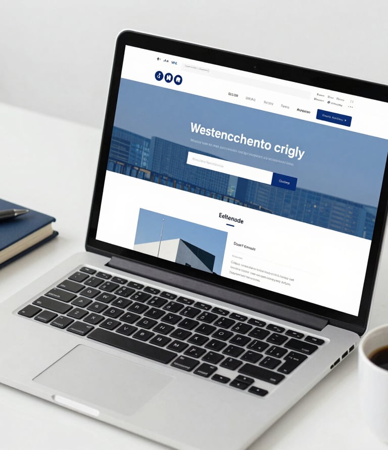 Close-up of a mobile phone displaying a responsive corporate website with clean layout