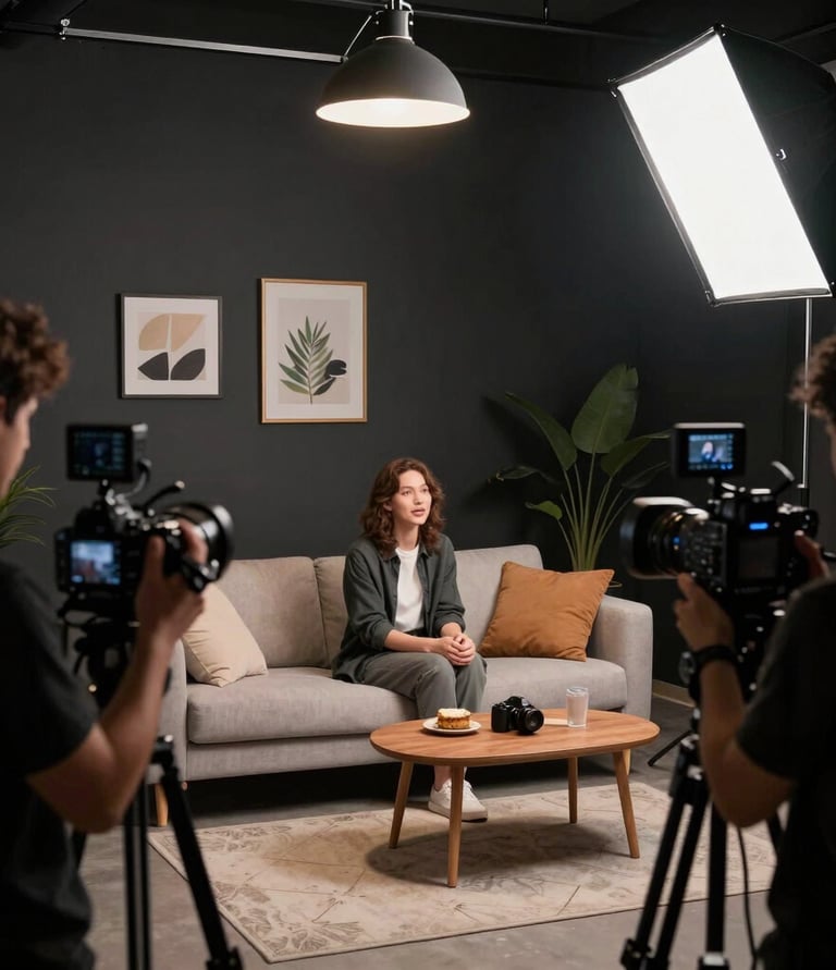 Close-up of a founder confidently speaking on camera, framed by modern silver and red accents.