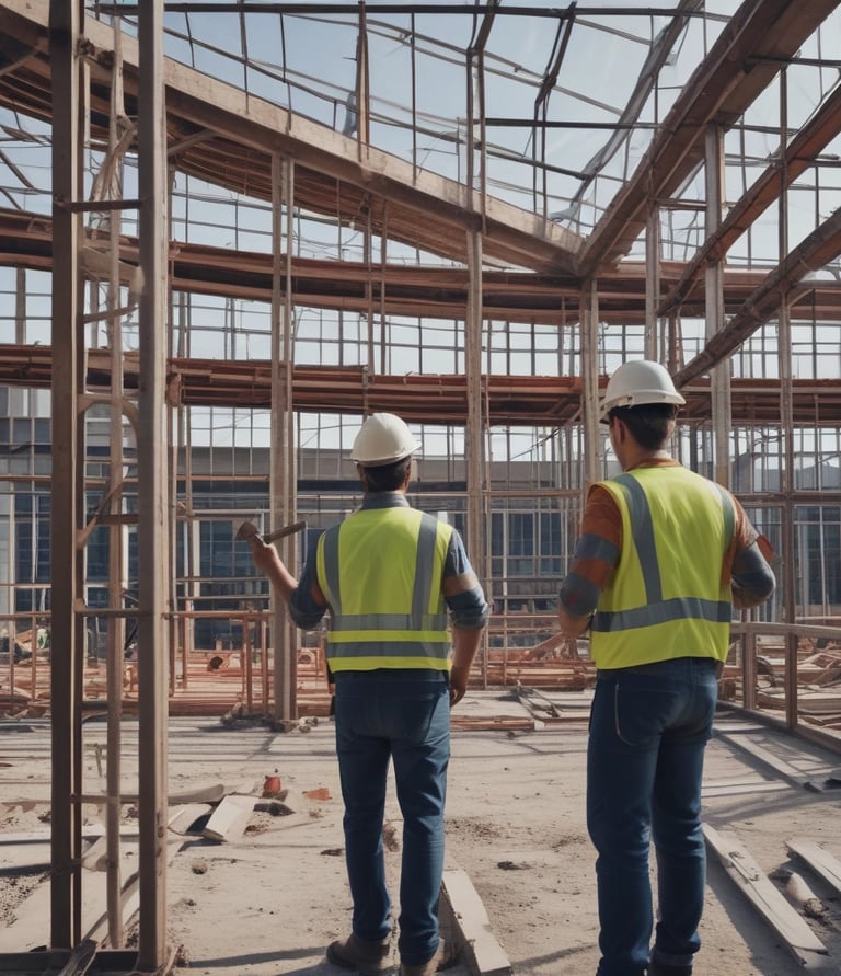 Close-up of skilled carpenter working on detailed wood joinery in a renovation project.