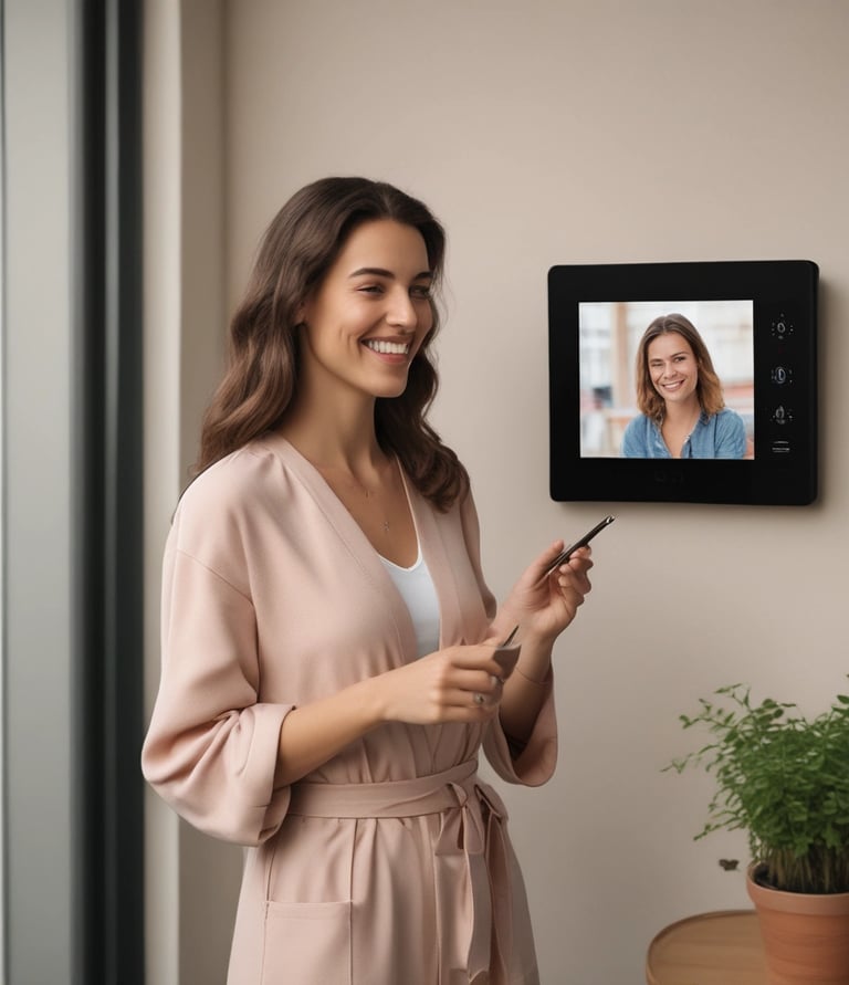 Technician installing a modern security camera system on a building exterior.