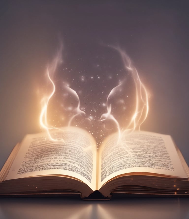 An open book glowing softly with light, representing the ebook 'manifesting the life you were created for'.