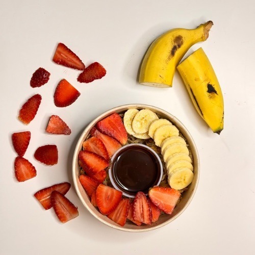 tangles, pancakes cali, fresa, banano, chocolate hershey