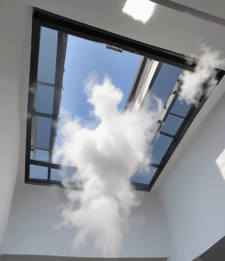 Close-up of a smoke vent system installed on a rooftop.