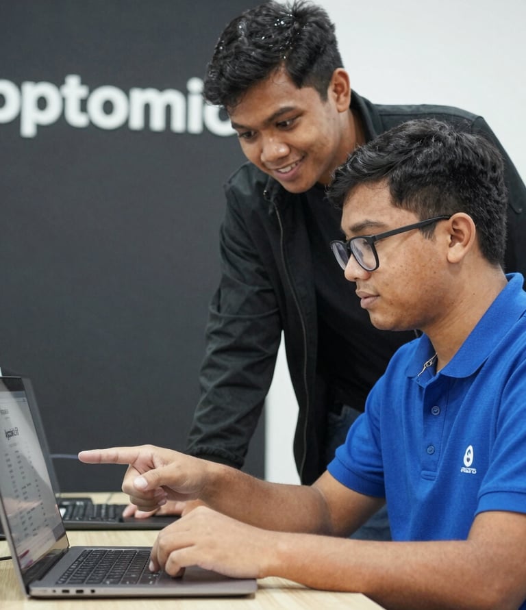 A vibrant team collaborating over cloud technology diagrams in a modern office.