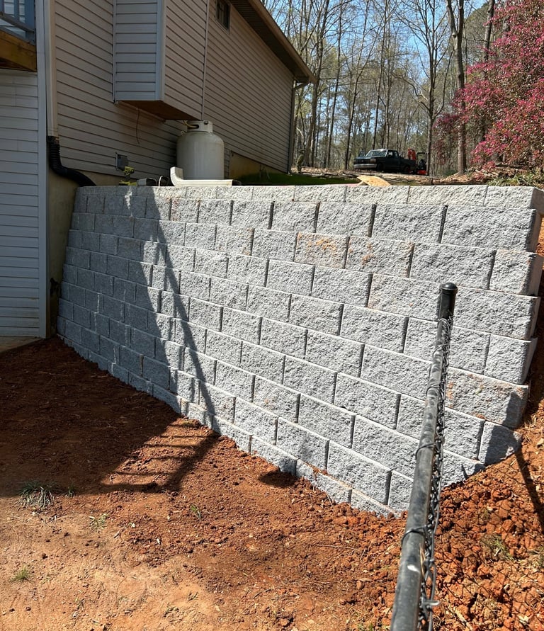 finished retaining wall install. Belguard Diamond Pro Block 8x8x16