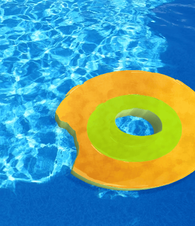 a pool with a yellow ring around it