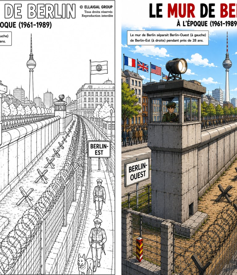 Page à colorier sur le mur de Berlin