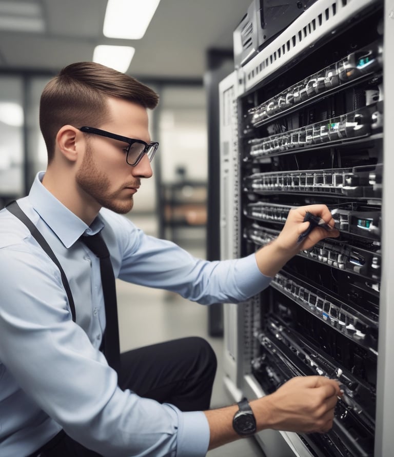 A friendly technician assisting a customer remotely, showcasing personalized IT support.