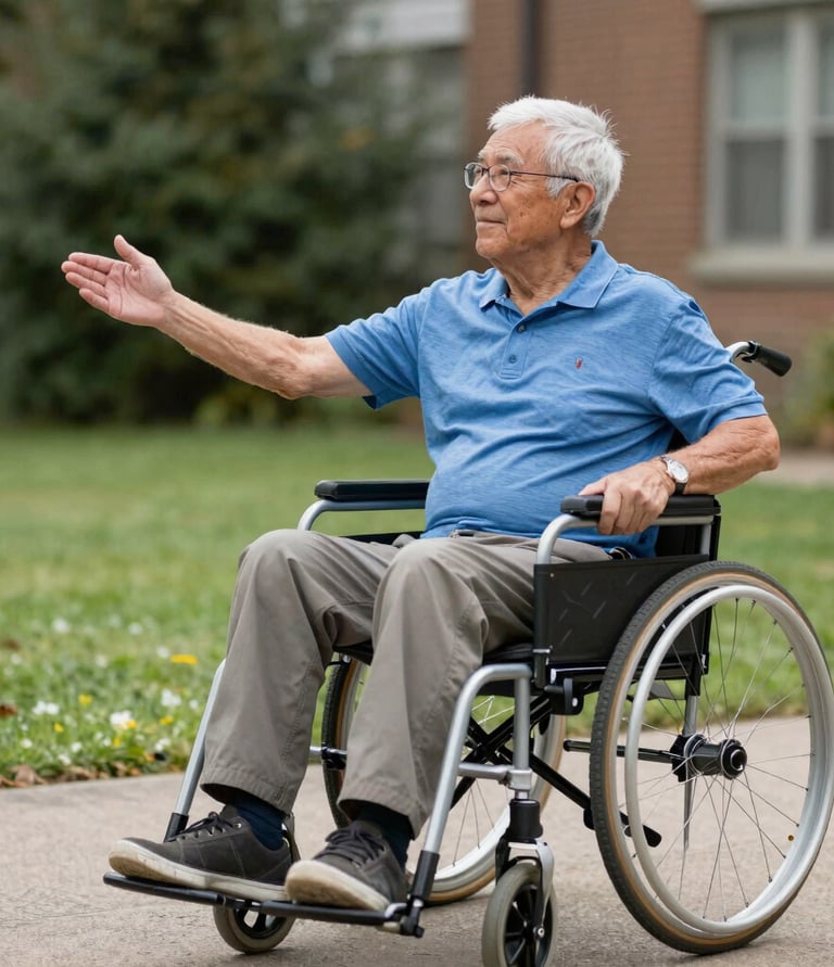 A warm, inviting living room with natural light and cozy seating, showing a safe and accessible home environment.