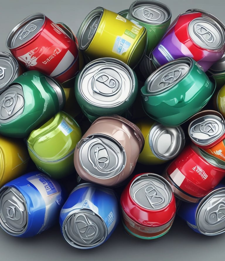 Photo of sustainable waste management process with recycling bins and green technology.