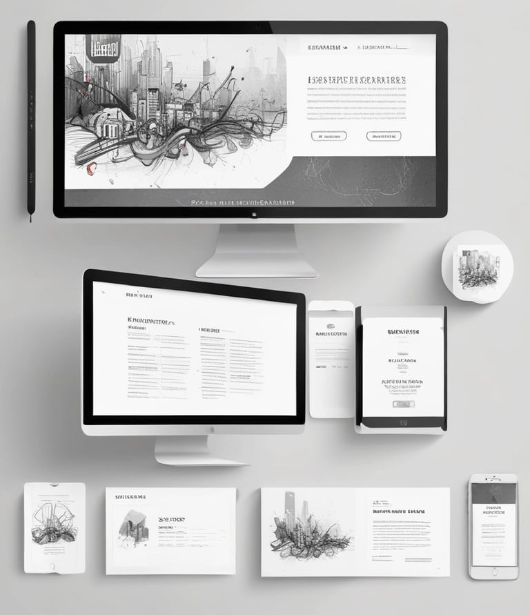 A sleek, modern website displayed on a laptop screen with vibrant brand colors.