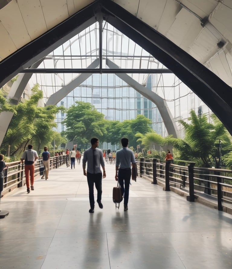 A diverse group of professionals collaborating in a modern office setting.