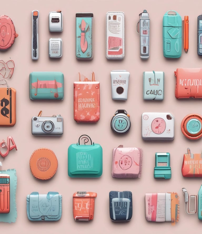 A vibrant flat lay of various popular products available through affiliate links on the Achadinhos do dia store.