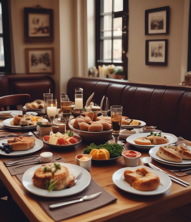 Cozy interior of Brasserie de Drie Esschen with warm lighting and wooden accents.
