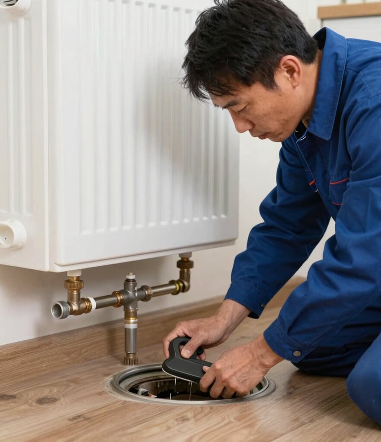 Electrician fixing an urgent electrical fault at night in a Spanish home.