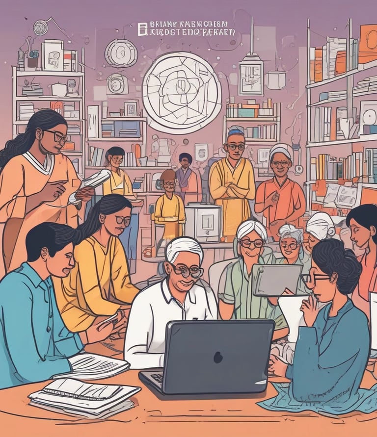 A smiling young professional helping a small business owner understand digital marketing strategies.