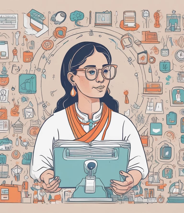 A diverse group of people using laptops and smartphones together in a bright community center.