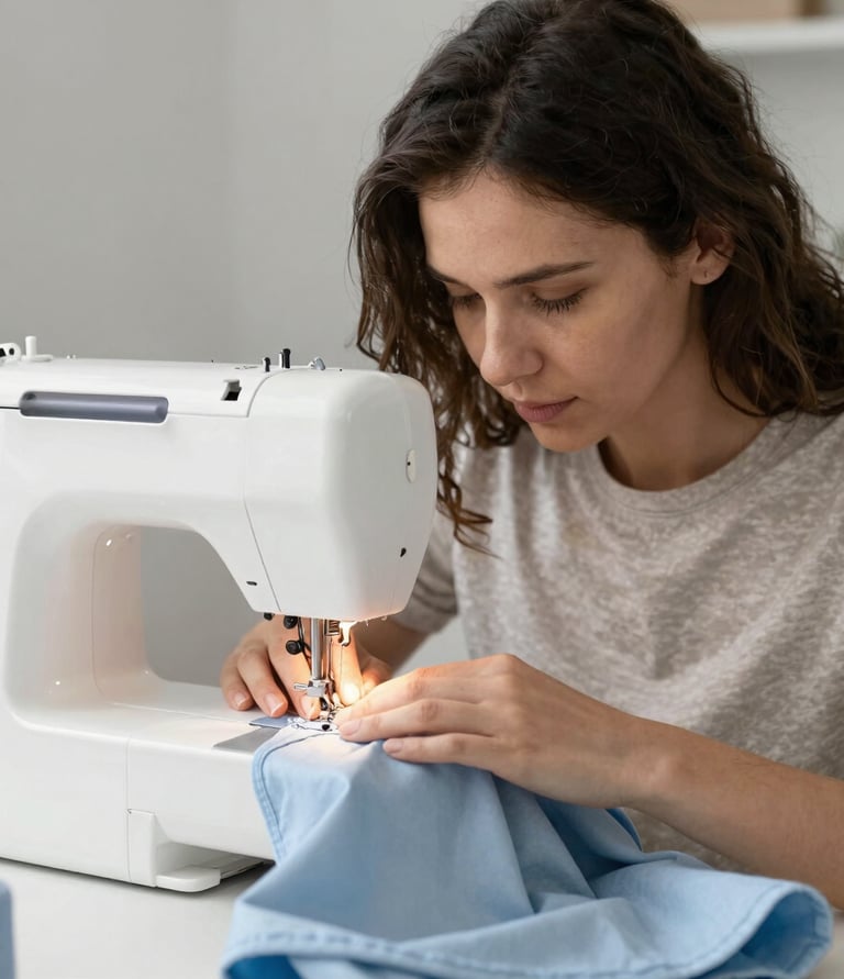 Mujer cociendo ropa para mascotas