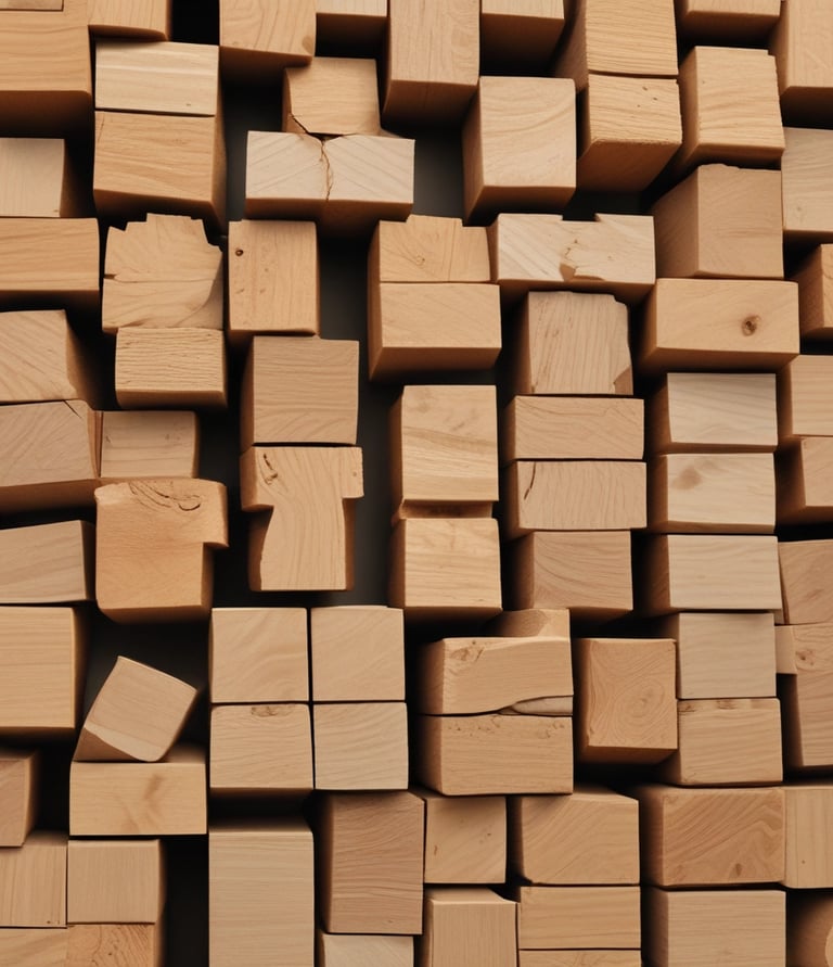 Close-up of sturdy wooden pallets stacked neatly in a warehouse.