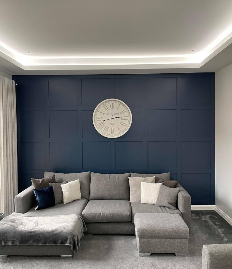 Modern installation with LED lighting in contemporary living room