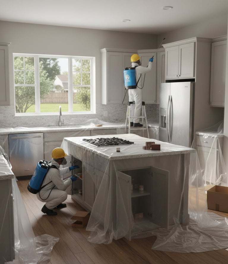 home pest control treatment in kitchen area