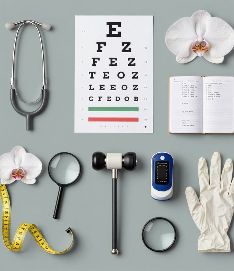 A caring pediatrician gently talking to a child in a bright, welcoming medical office.