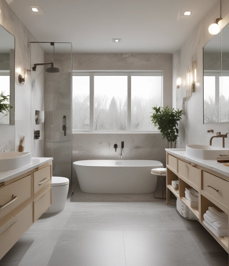 Image of a professional assisting a customer with bathroom renovation plans