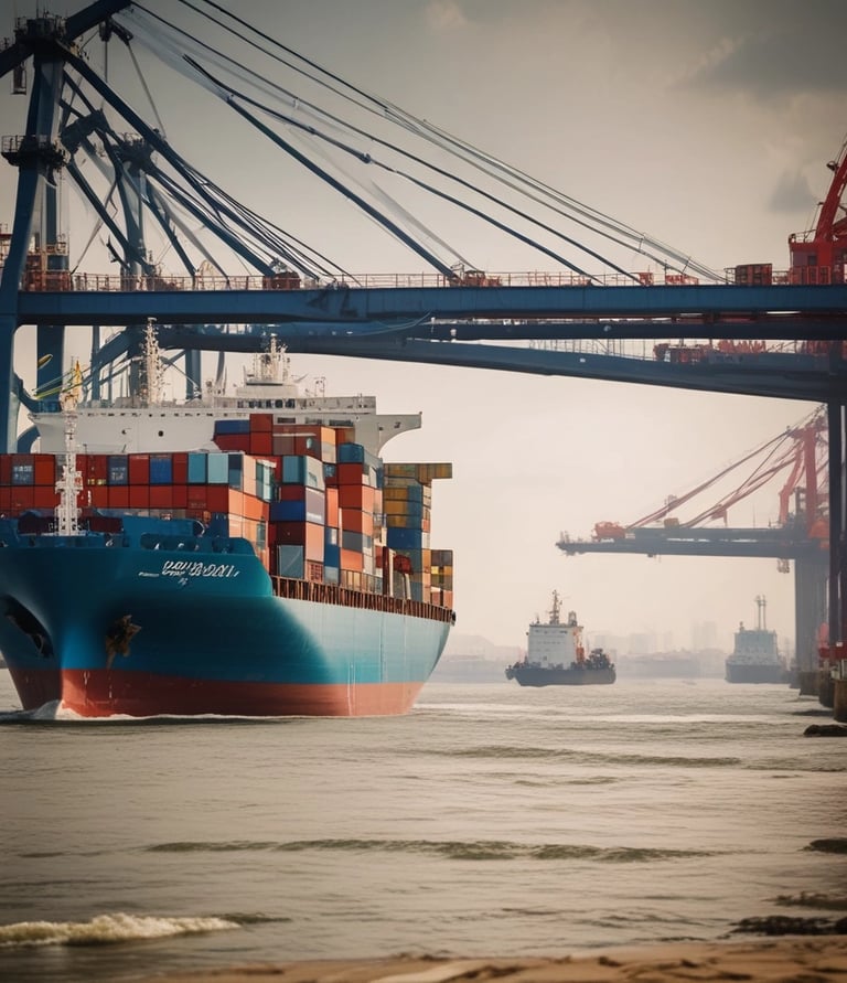 A team analyzing multiple screens showing port and trucking data dashboards in a bright office