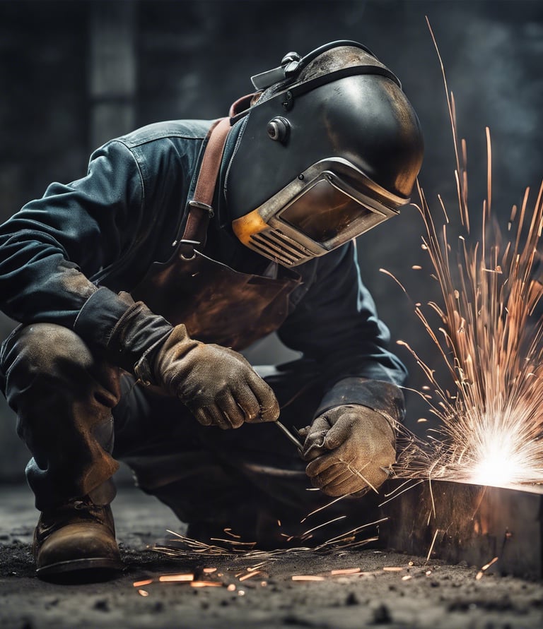 welding guy dark background