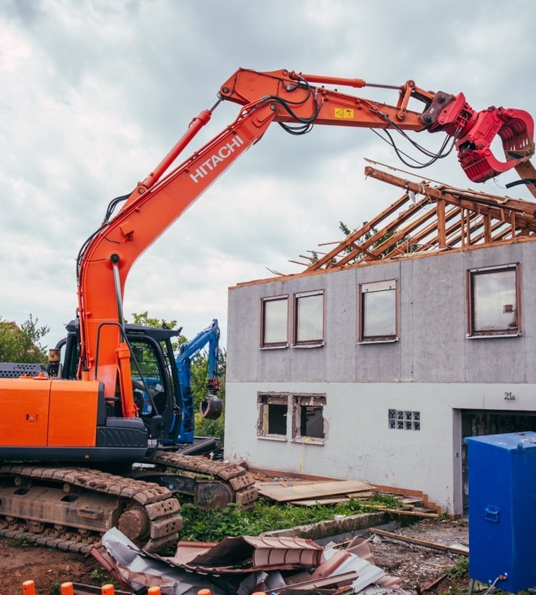 abriss eines Einfamilienhauses