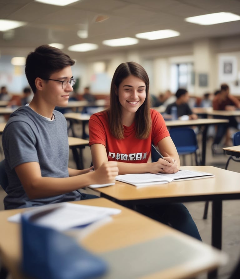 student in tutoring environment, slightly blurred.